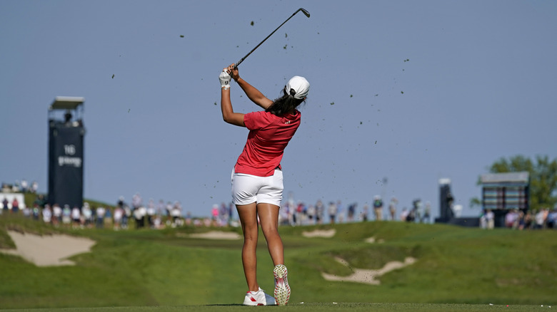 Golf player at Erin Hills Golf Course in Wisconsin