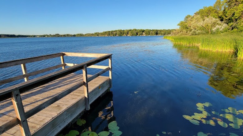 A boardwalk out onto Eagle Lake in Maple Grove, Minnesota