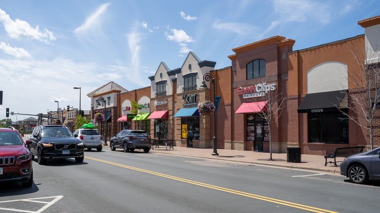 Shops along Main Street in Maple Grove, Minnesota