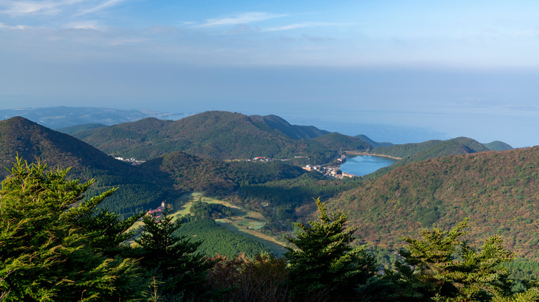Overview of many hilly islands in Unzen-Amakusa National Park