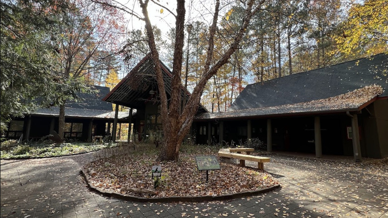 the exterior of Stevens Nature Center at Hemlock Bluffs Nature Preserve, Cary, North Carolina