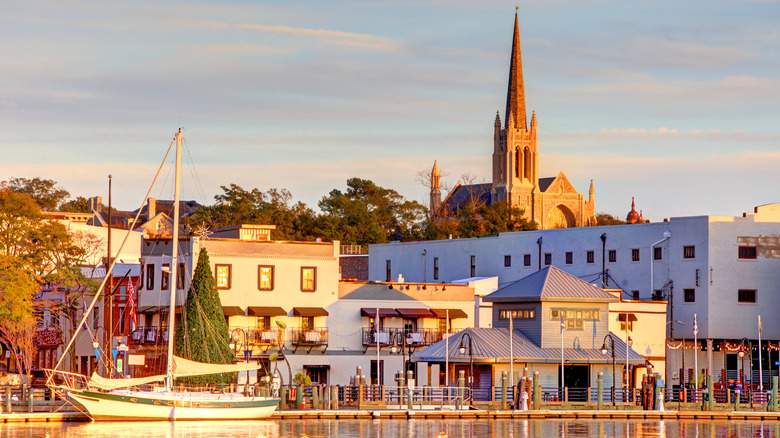 Sunset view of Wilmington's waterfront.