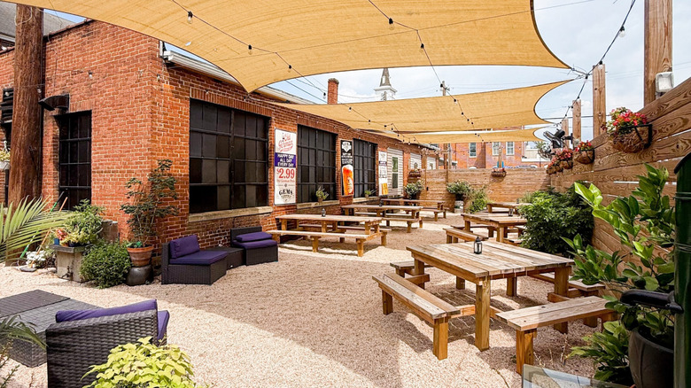The outdoor seating area at Gem's Alehouse in Greencastle, Pennsylvania