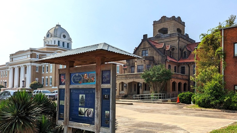 The historic Gothic jail and courthouse in DeRidder, Louisiana