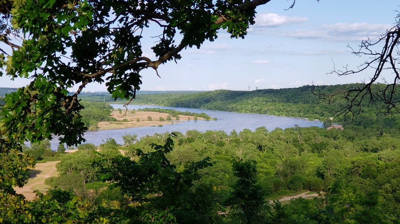 View of Keystone Lake through the trees at Keystone State Park in Sand Springs, Oklahoma