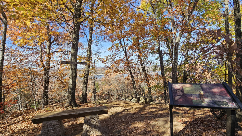 Scenic viewpoint with autumn foliage in Keystone Ancient Forest in Sand Springs, Oklahoma