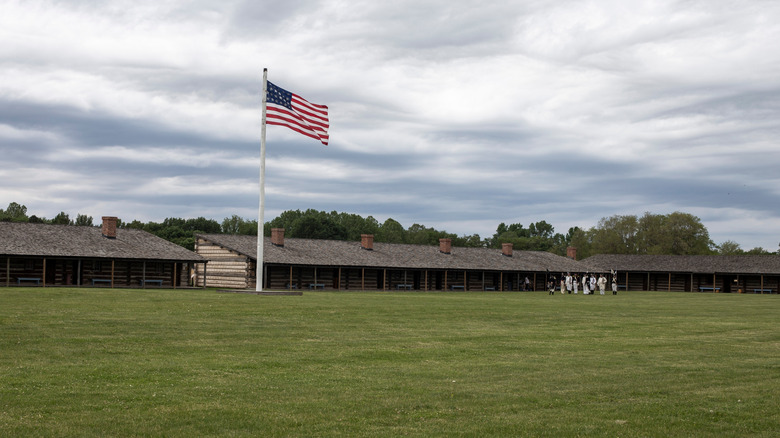 View of an American Flag at Fort Atkinson State Historical Park in Fort Calhoun