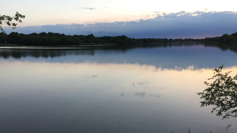 Sunset over Zorinsky Lake in Zorinsky Lake Park, Omaha, Nebraska