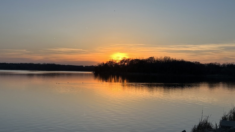 Low sun in the skies over Pawnee State Recreation Area in Nebraska