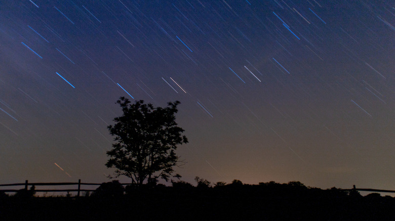 Long exposure of the night sky at Indian Cave State Park in Nebraska showing shooting stars