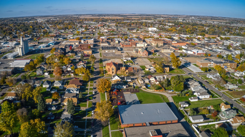 Aerial view of downtown Norfolk, Nebraska