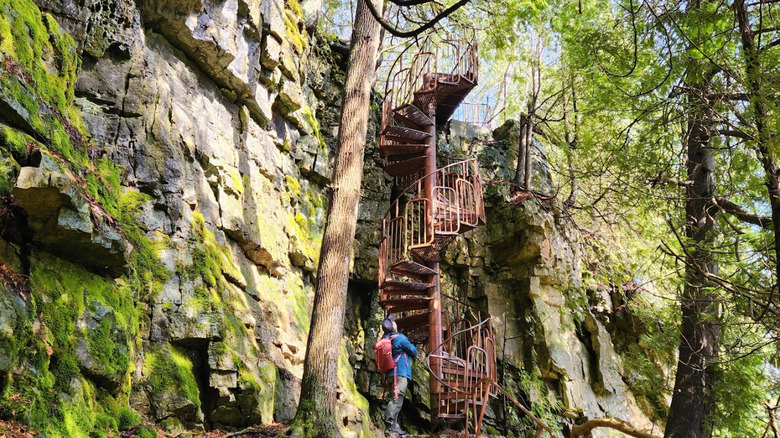 The spiral staircase at Spirit Rock Conservation Area, Wiarton, Ontario