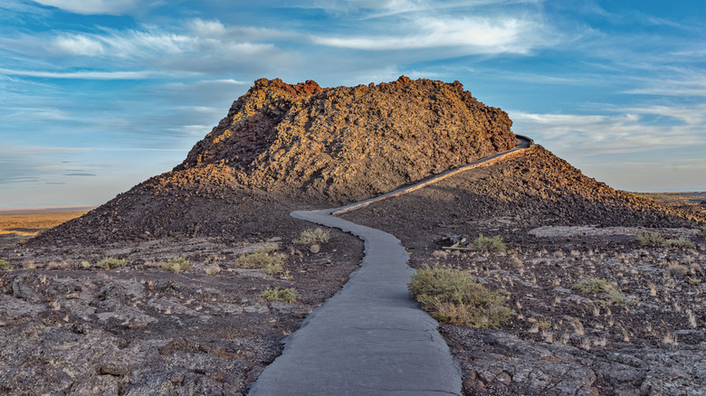 Jagged and rocky landscape of Craters of the Moon, Idaho