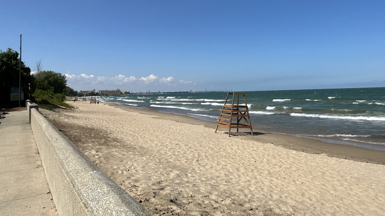 Whihala Beach, a sandy beach along the shore of Lake Michigan, in Whiting, Indiana