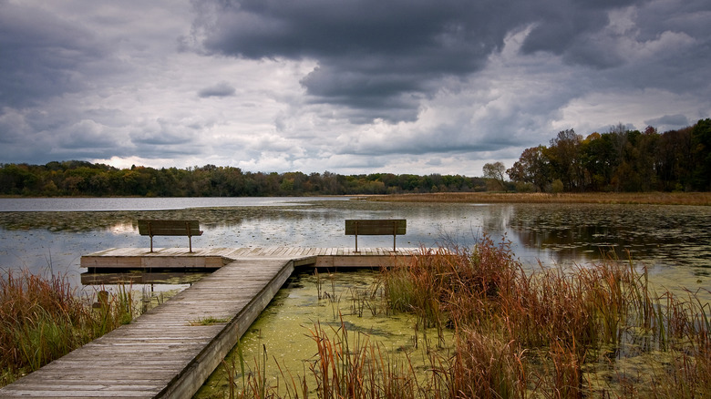 Autumn on Lake Defiance An overcast fall day on Lake Defiance, Moraine Hills State Park, McHenry County, Illinois