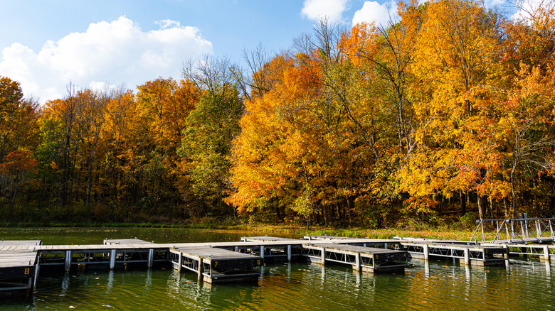 Boat pier at Potato Creek State Park in Indiana