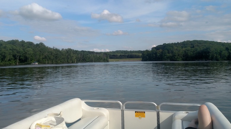 View of Charles Mill Lake, Ohio from the back of a boat