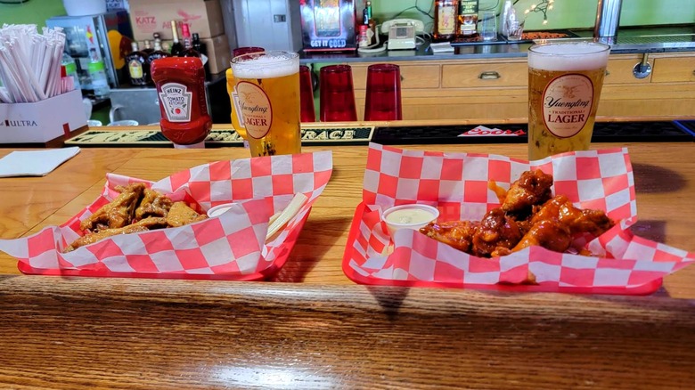 chicken wings and beer in Merke's Tavern, downtown Middletown Ohio