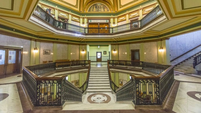 The stately interior of the Jay County Courthouse in Portland, Indiana