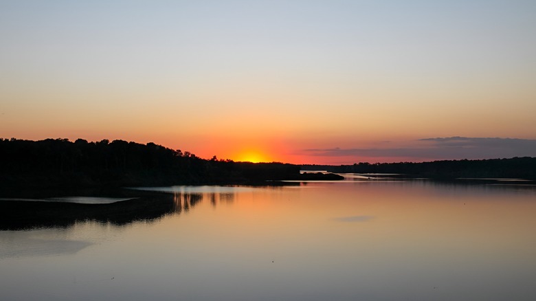 Sunset over a lake at the J. E. Roush Fish and Wildlife Area