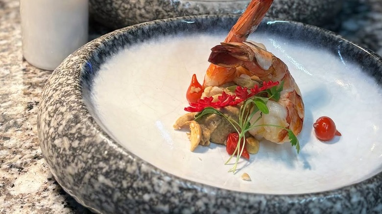 A close-up of a shrimp dish