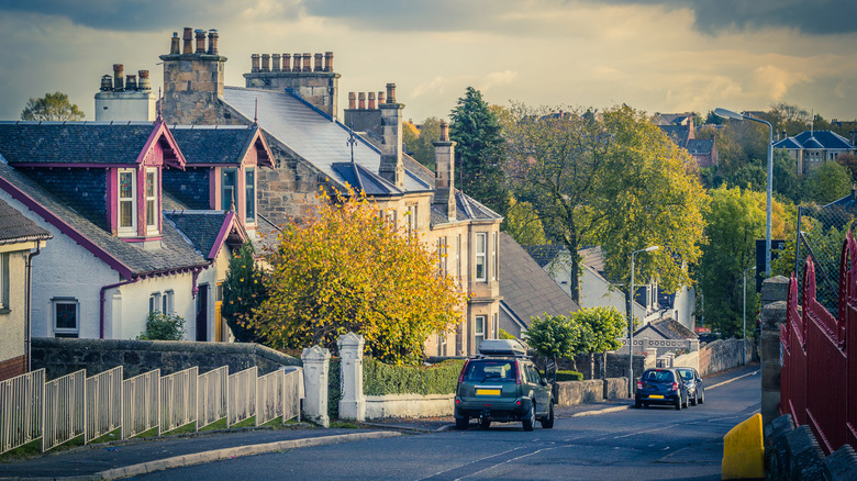Street with houses in Airdrie, Scotland