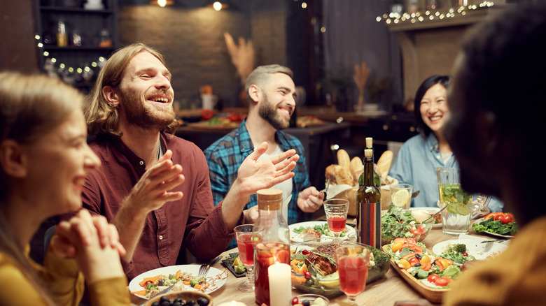 Group of friends dining together
