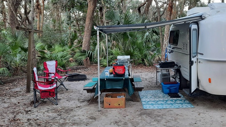 A campsite in Tomoka State Park