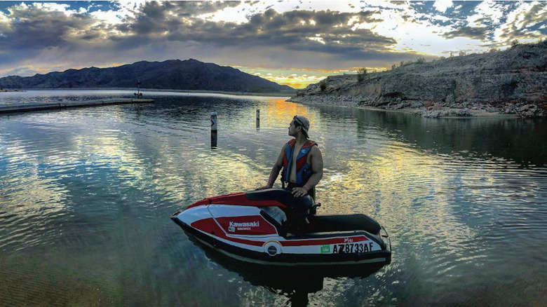 A man with a jet ski on Lake Mead near Meadview, Arizona
