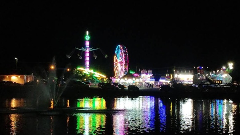 Night view of carnival rides during the July 4th celebration at Towle Memorial Park in Snyder