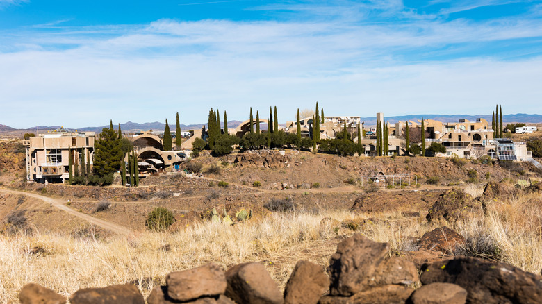 View of Arcosanti, Arizona, from afar