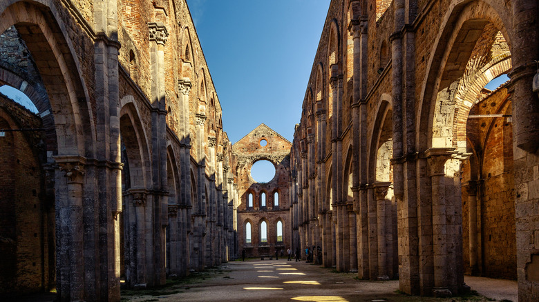 A roofless abbey in Chiusdino, Italy