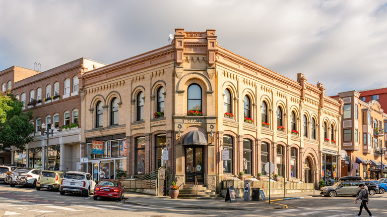 A view of downtown Bellingham's historic bank.