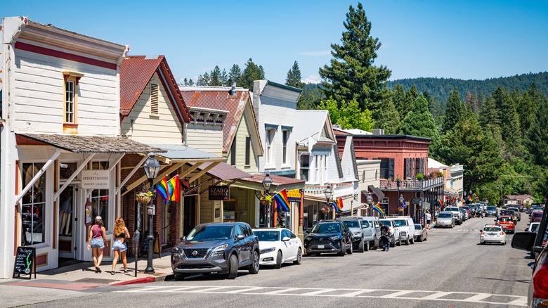 Shops along Main Street in Nevada City, CA