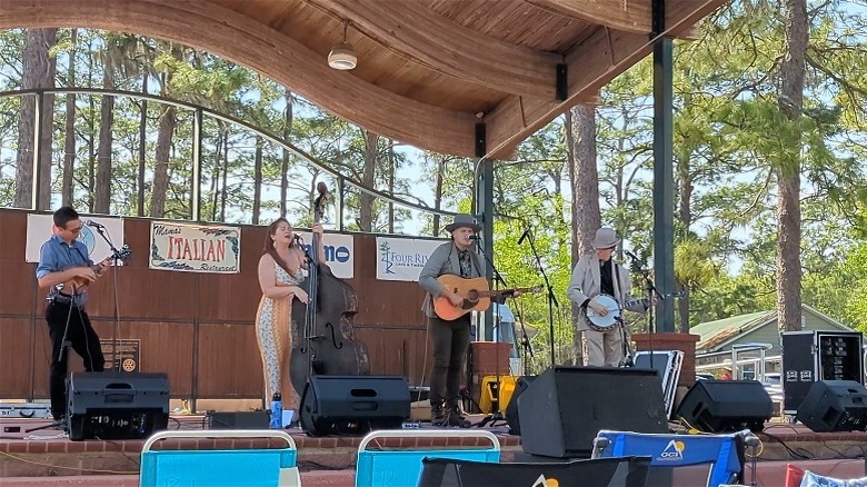 Musicians on stage at Bluegrass Festival in Perry, Florida