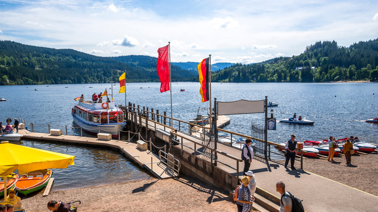 Dock and beach at Lake Titisee in Germany's Black Forest