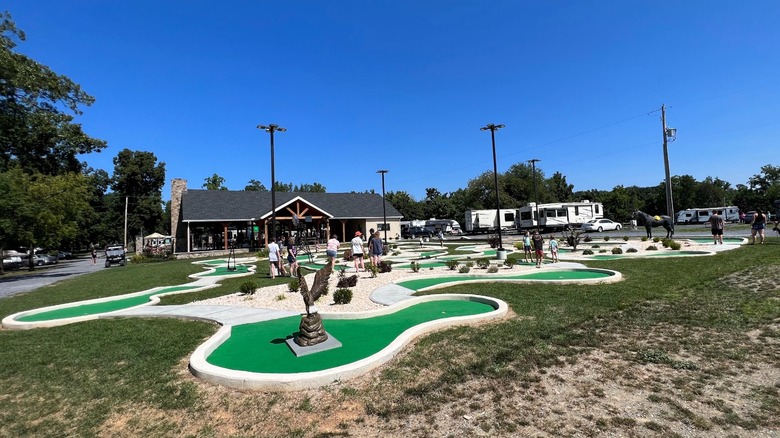 Campers play minigolf at Artillery Ridge campground in Gettysburg.