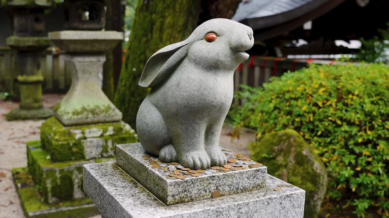 Bunny statue in front of the Okazaki Shrine in Kyoto, Japan