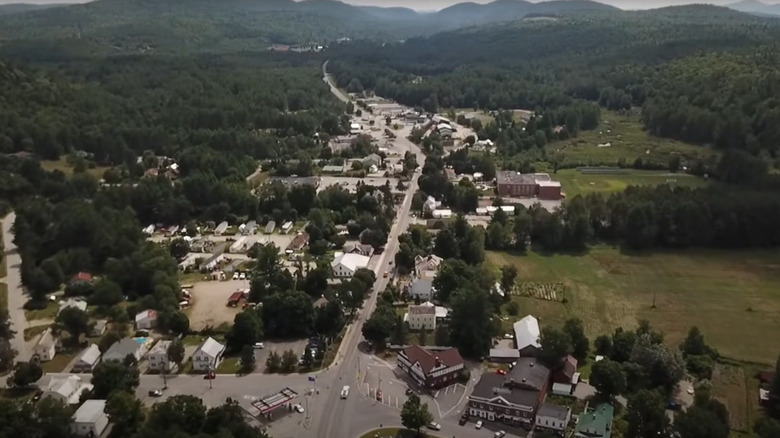 Aerial shot of Chestertown, New York