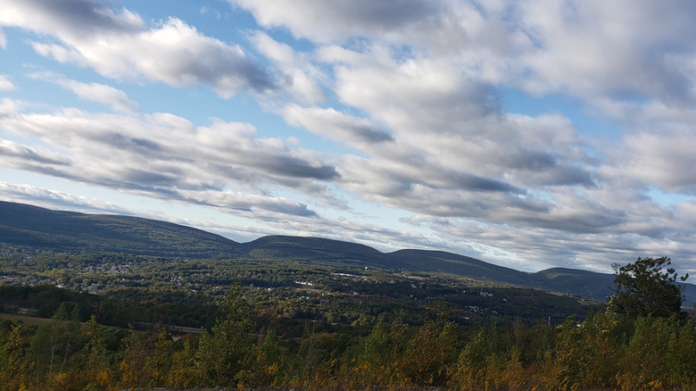 Blue skies and white clouds over Jessup