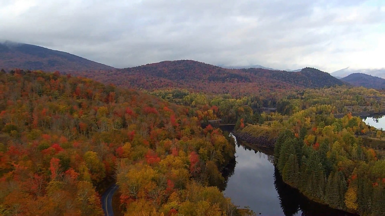 Newcomb NY in Autumn from above