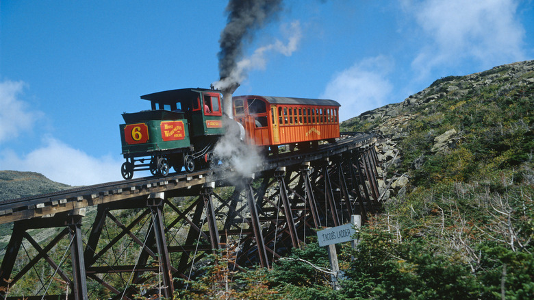 Cog Railway heading up Mount Washington in New Hampshire