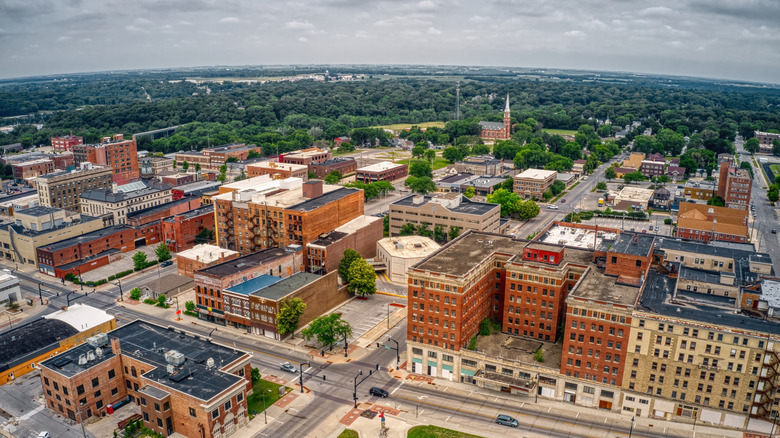 Aerial view of Fort Dodge in summer