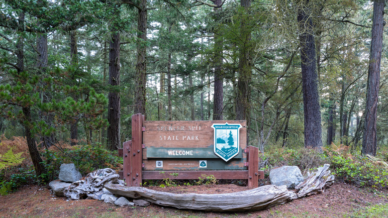 Welcome Sign at Spencer Spit State Park, Lopez Island, Washington