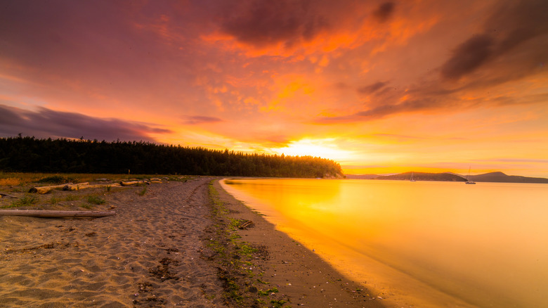 Sunset at Spencer Spit State Park, Lopez Island, Washington