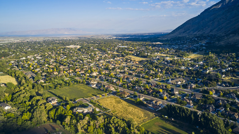 The Springville-Mapleton area next to the Wasatch Mountains, Utah