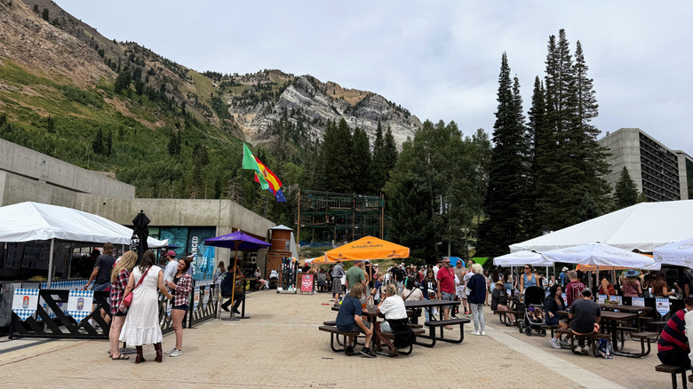 Beer stations and vendor tents at Snowbird's Oktoberfest festival