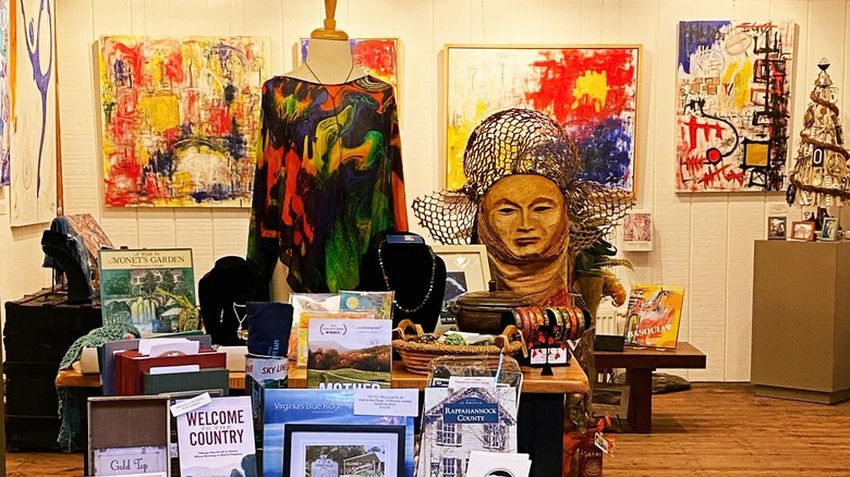 Arts and crafts on display at a gallery