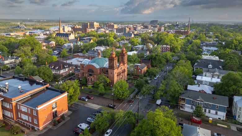 An aerial view of Wilmington, North Carolina