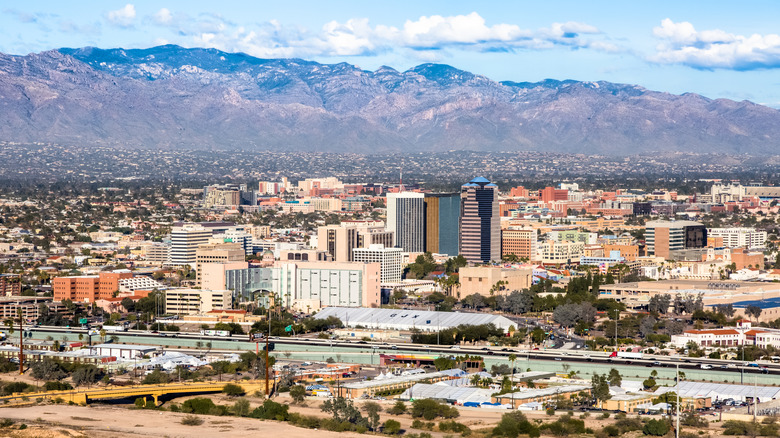 Aerial view of downtown Tucson